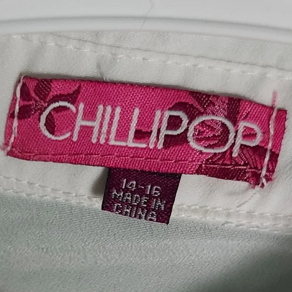 Girl's Blouse Button up | Sz. 14-16 | Chillipop | White